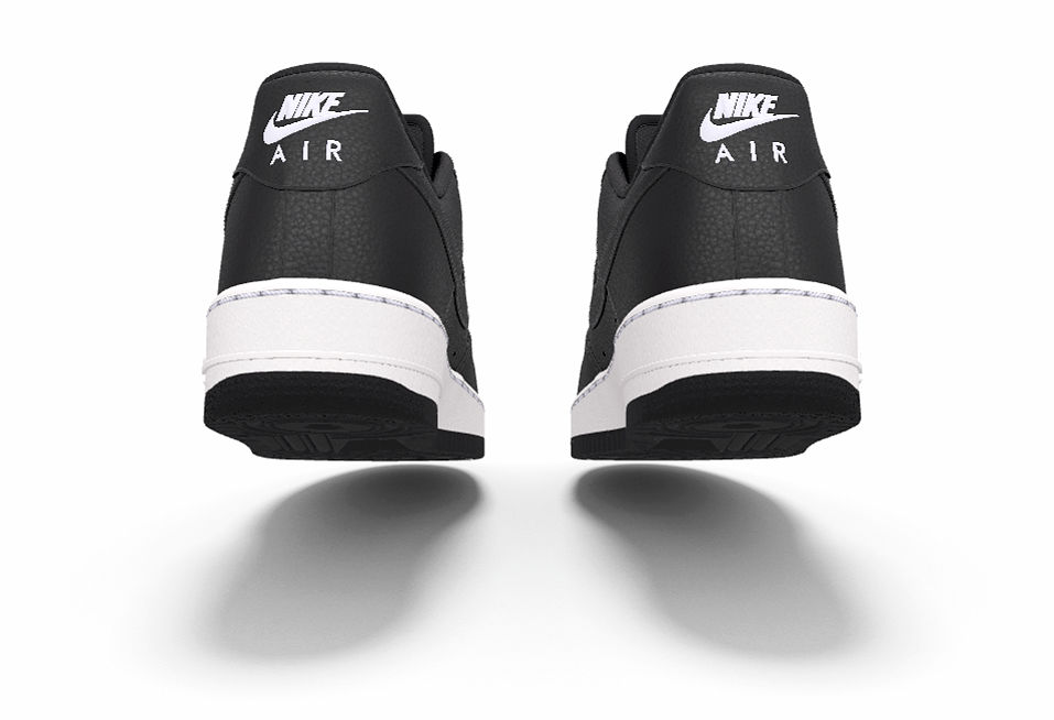 $195 NIB NEW Mens Nike Air Force 1 Black Leather Custom Low Top Athletic Shoes