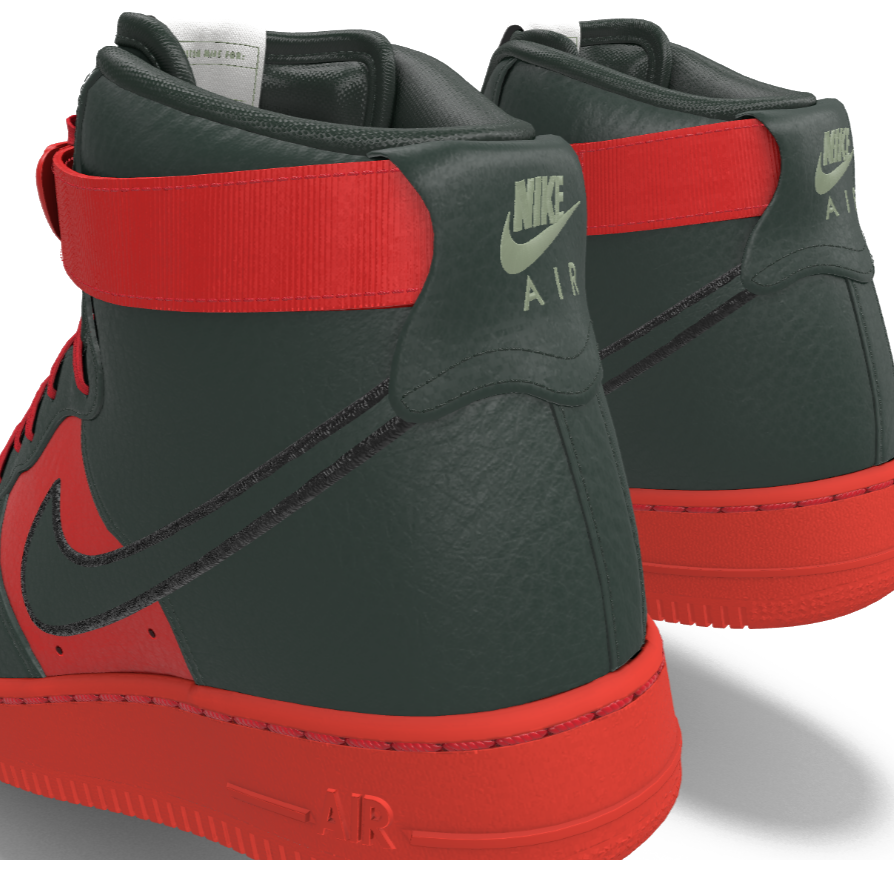 $250 NIB NEW Mens Nike Air Force 1 High Premium Red & Green Custom Leather Shoes
