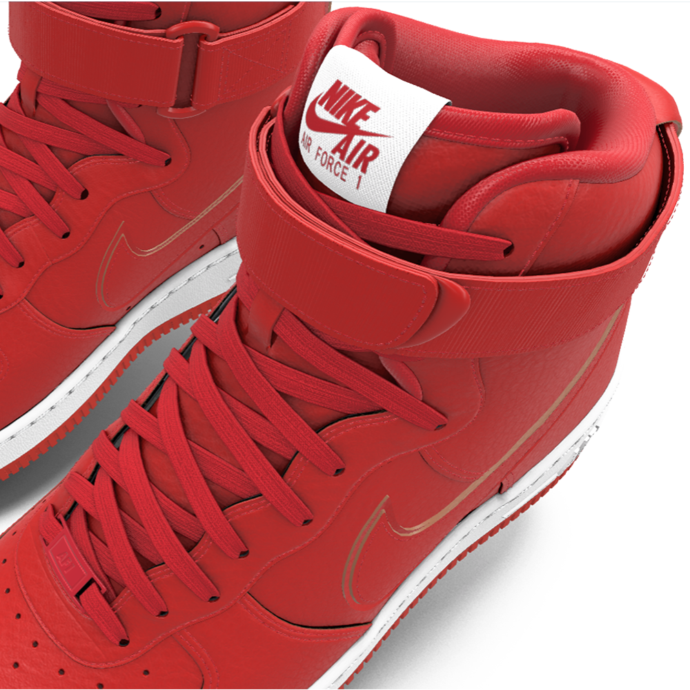 $250 NIB NEW Mens Nike Air Force 1 Red & White Custom Leather High Top BB Shoes