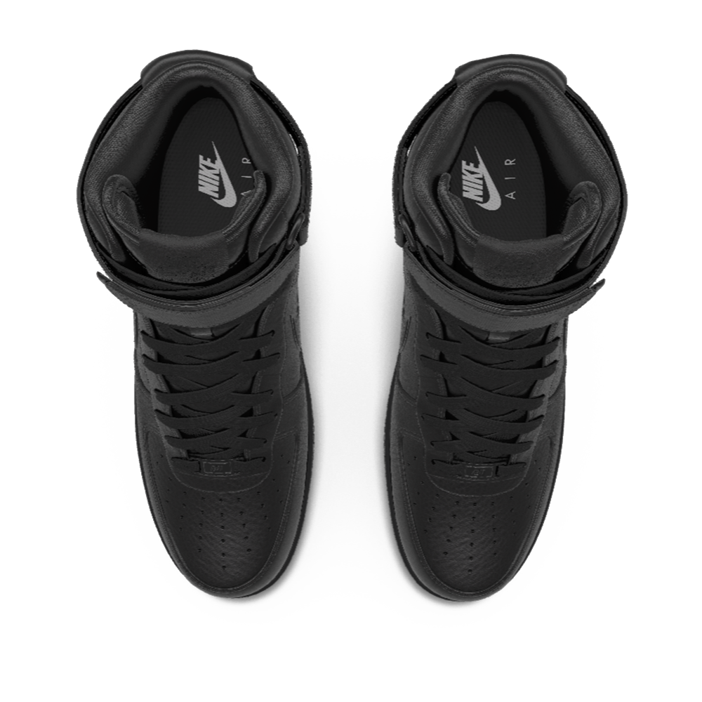 $250 NIB NEW Mens Nike Air Force 1 Triple Black Leather Custom High Top Shoes