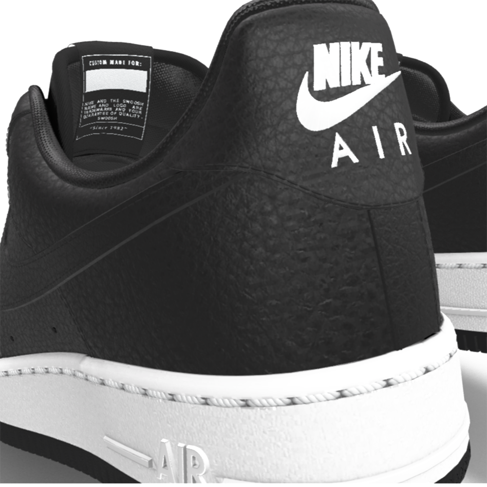 $195 NIB NEW Mens Nike Air Force 1 Black Leather Custom Low Top Athletic Shoes