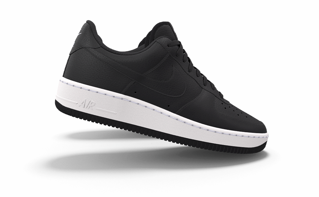 $195 NIB NEW Mens Nike Air Force 1 Black Leather Custom Low Top Athletic Shoes