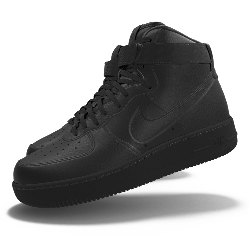 $250 NIB NEW Mens Nike Air Force 1 Triple Black Leather Custom High Top Shoes