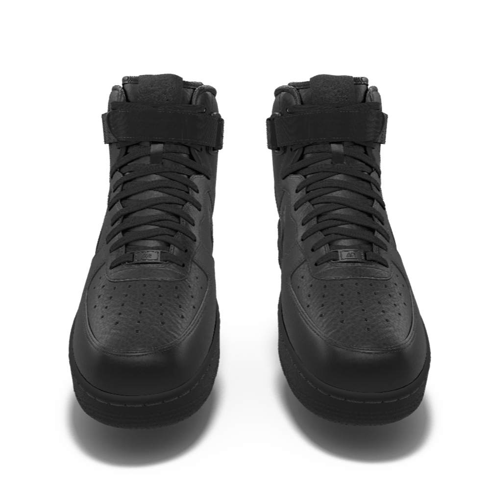 $250 NIB NEW Mens Nike Air Force 1 Triple Black Leather Custom High Top Shoes