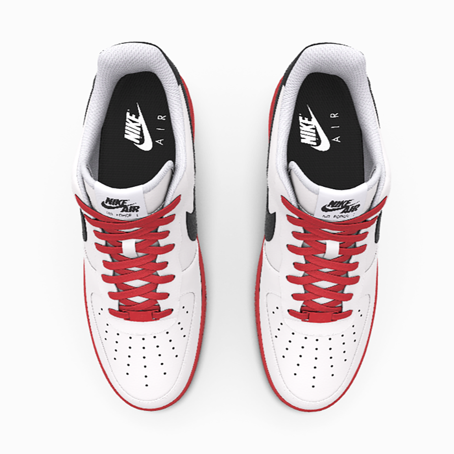 $195 NIB NEW Mens NIKE Air Force 1 Low White Red Premium Leather Custom BB Shoes