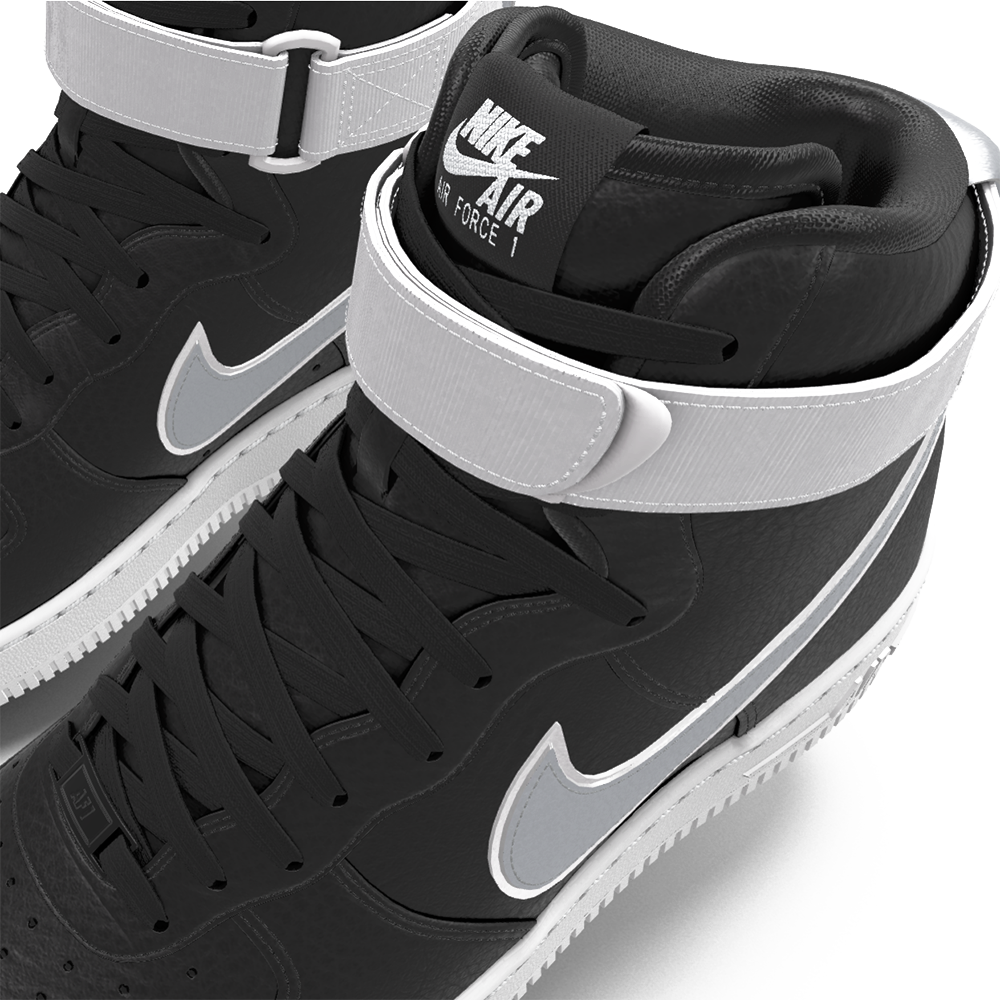 $250 NEW Mens Nike Air Force 1 High Vandal Metallic Silver & Black Custom Leather Shoes