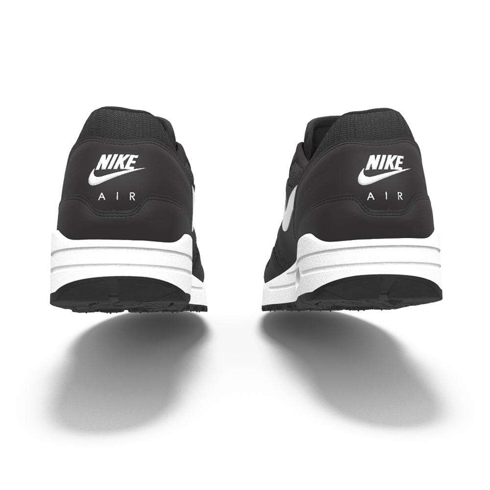 $225 NIB NEW Mens Nike Air Max 1 Black Leather Heaven's Gate Custom Low Athletic Shoes