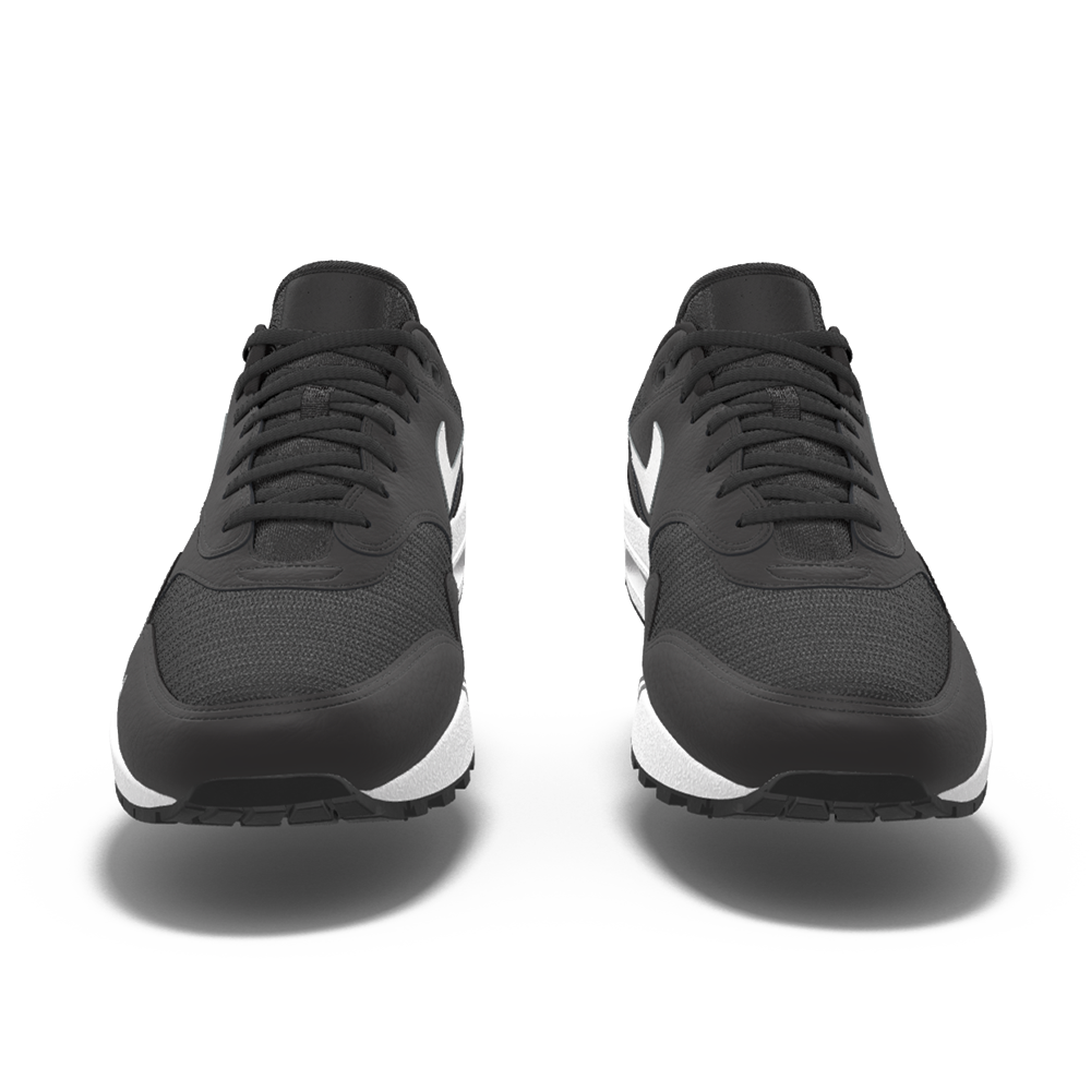 $225 NIB NEW Mens Nike Air Max 1 Black Leather Heaven's Gate Custom Low Athletic Shoes