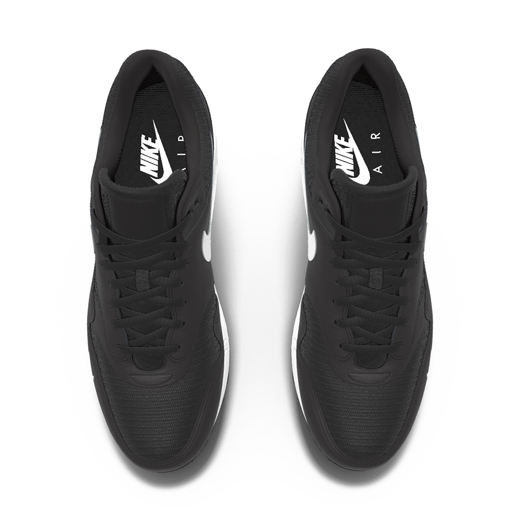 $225 NIB NEW Mens Nike Air Max 1 Black Leather Heaven's Gate Custom Low Athletic Shoes