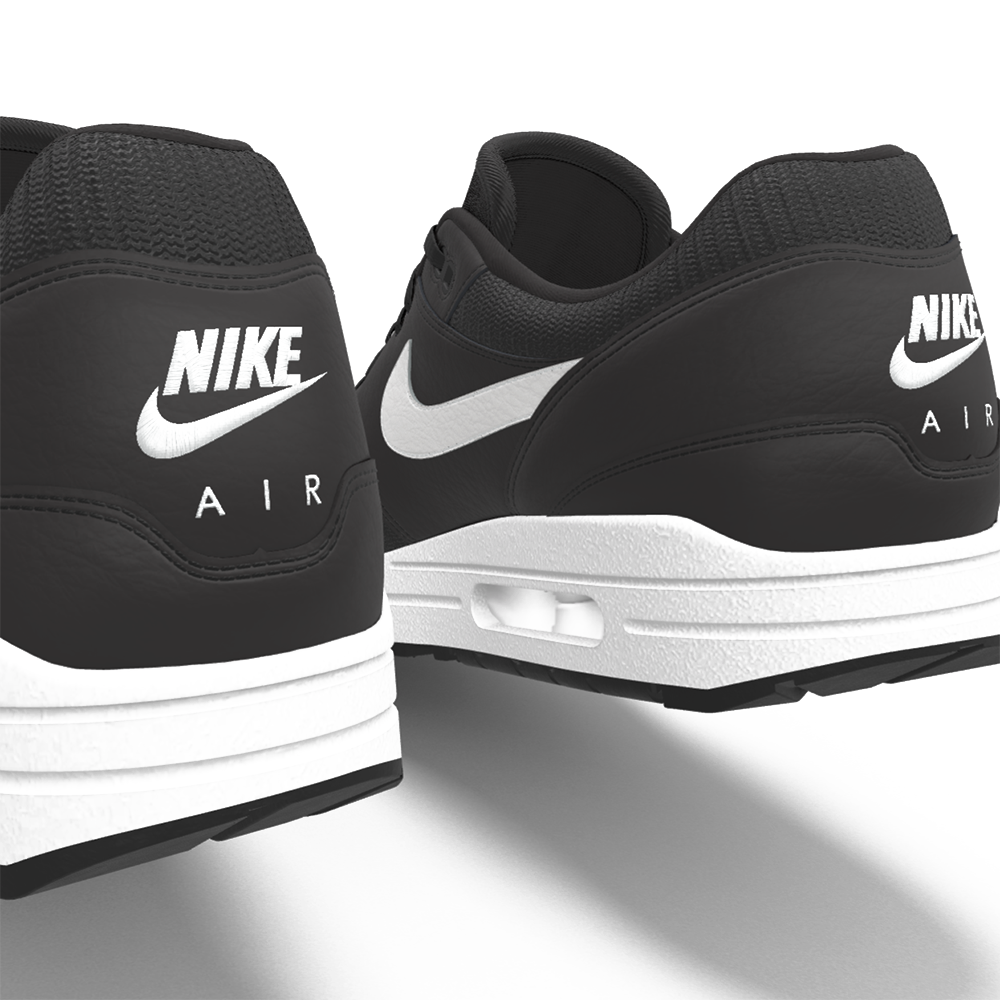 $225 NIB NEW Mens Nike Air Max 1 Black Leather Heaven's Gate Custom Low Athletic Shoes