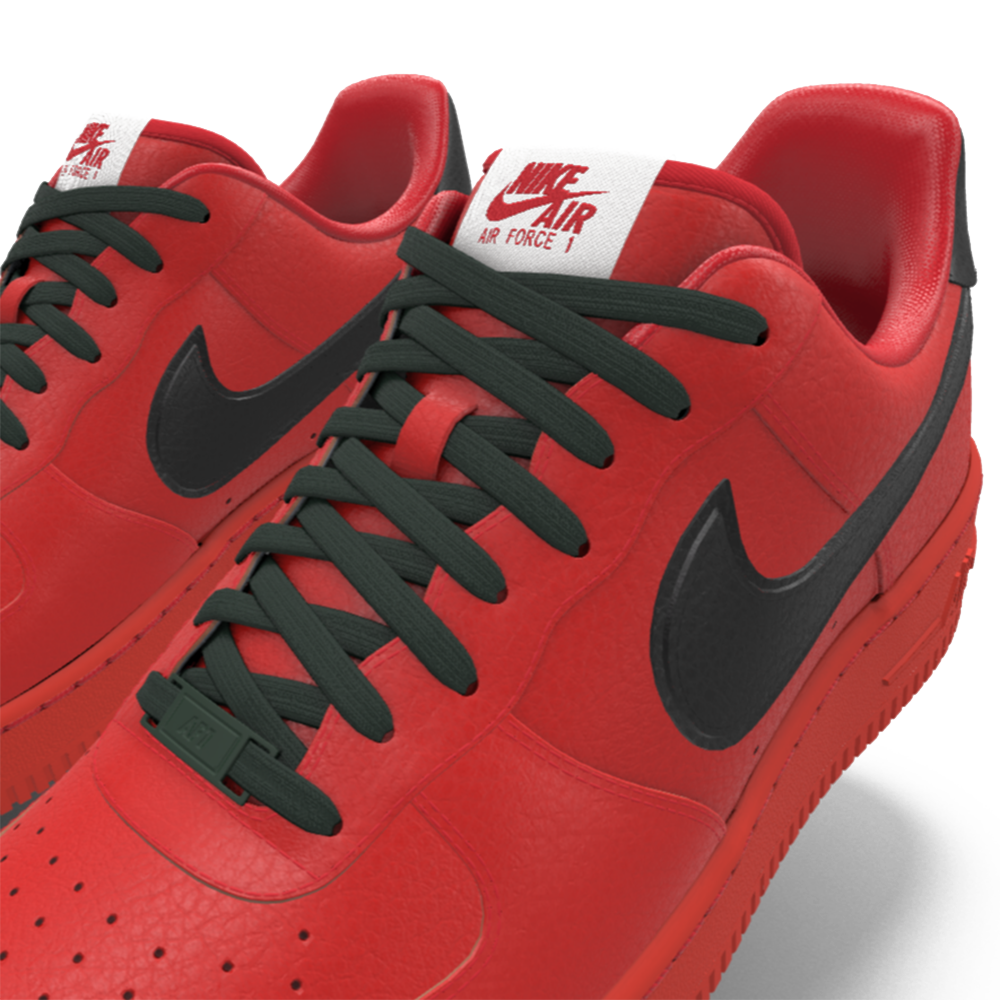 $195 NIB NEW Mens NIKE Air Force 1 Low University Red & Black Custom Leather BB Shoes