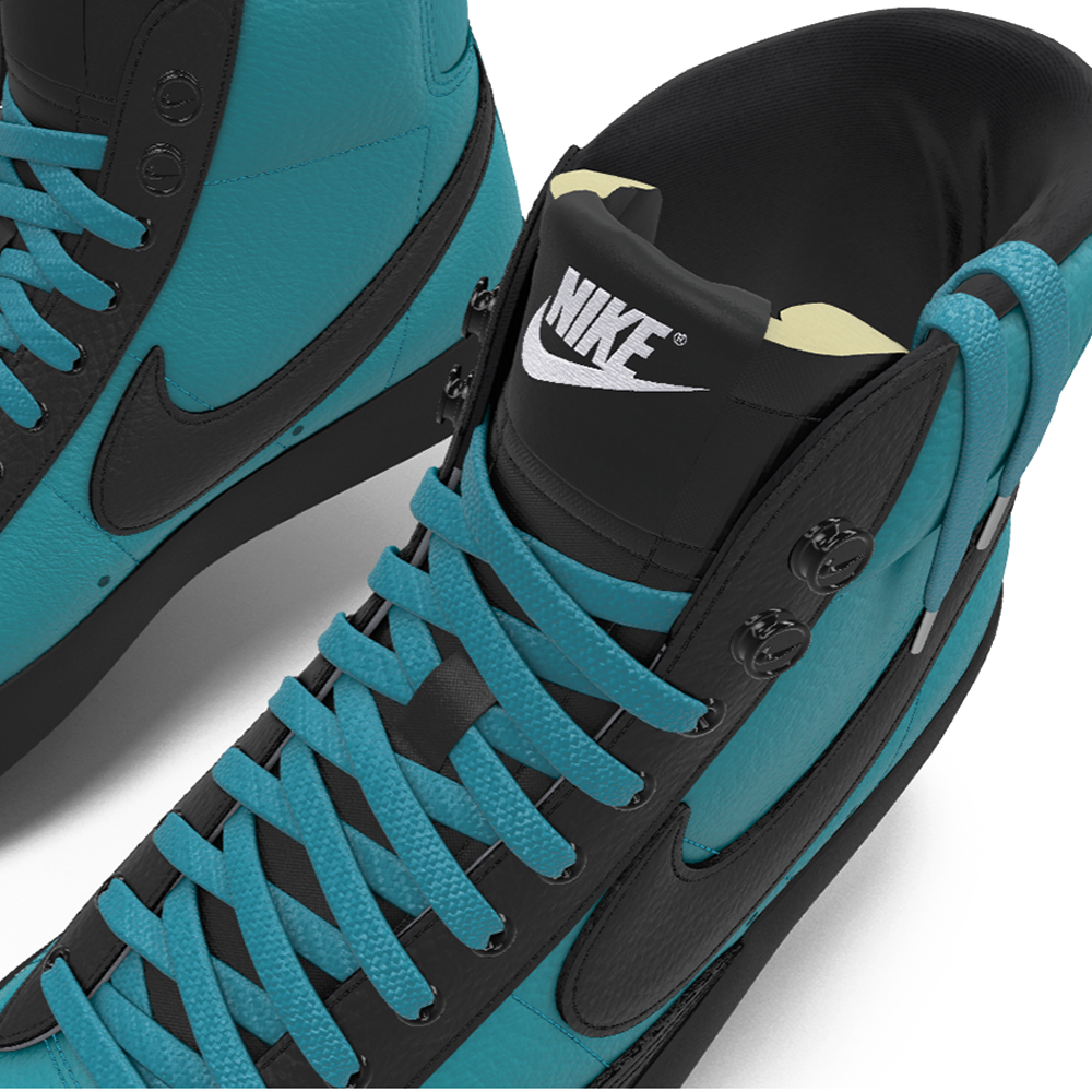 $195 NIB NEW Mens NIKE Blazer Mid 77 Custom Teal w/ Black Premium Leather Shoes