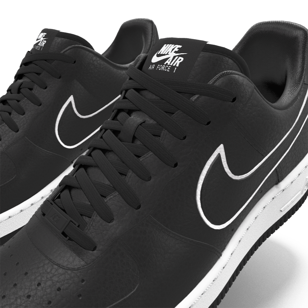 $195 NIB NEW Mens Nike Air Force 1 Low Black White Custom Athletic Shoes