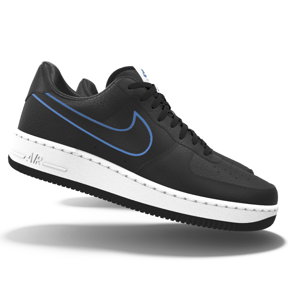 $195 NIB NEW Mens Nike Air Force 1 Low Black & Blue Custom Athletic Shoes