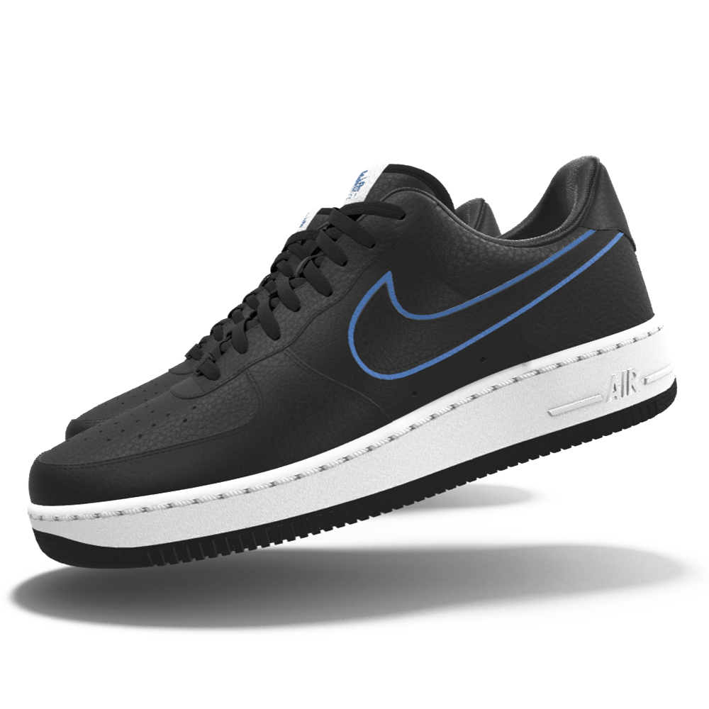 $195 NIB NEW Mens Nike Air Force 1 Low Black & Blue Custom Athletic Shoes