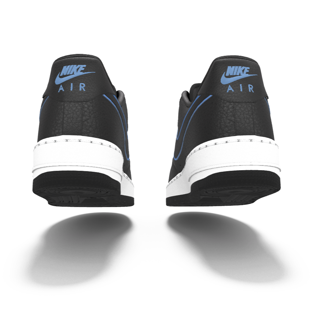 $195 NIB NEW Mens Nike Air Force 1 Low Black & Blue Custom Athletic Shoes