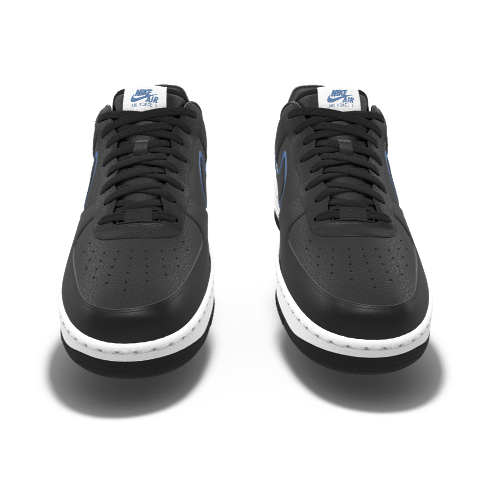 $195 NIB NEW Mens Nike Air Force 1 Low Black & Blue Custom Athletic Shoes