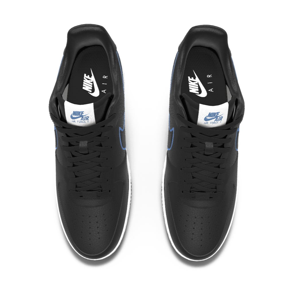 $195 NIB NEW Mens Nike Air Force 1 Low Black & Blue Custom Athletic Shoes