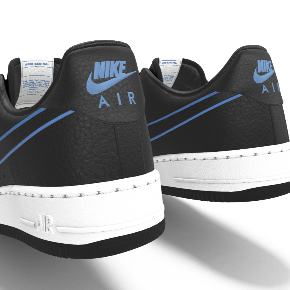$195 NIB NEW Mens Nike Air Force 1 Low Black & Blue Custom Athletic Shoes
