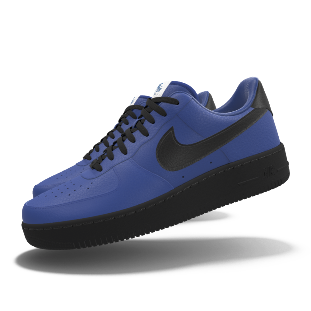 $195 NIB NEW Mens NIKE Air Force 1 Low Black & Blue Custom Leather Shoes
