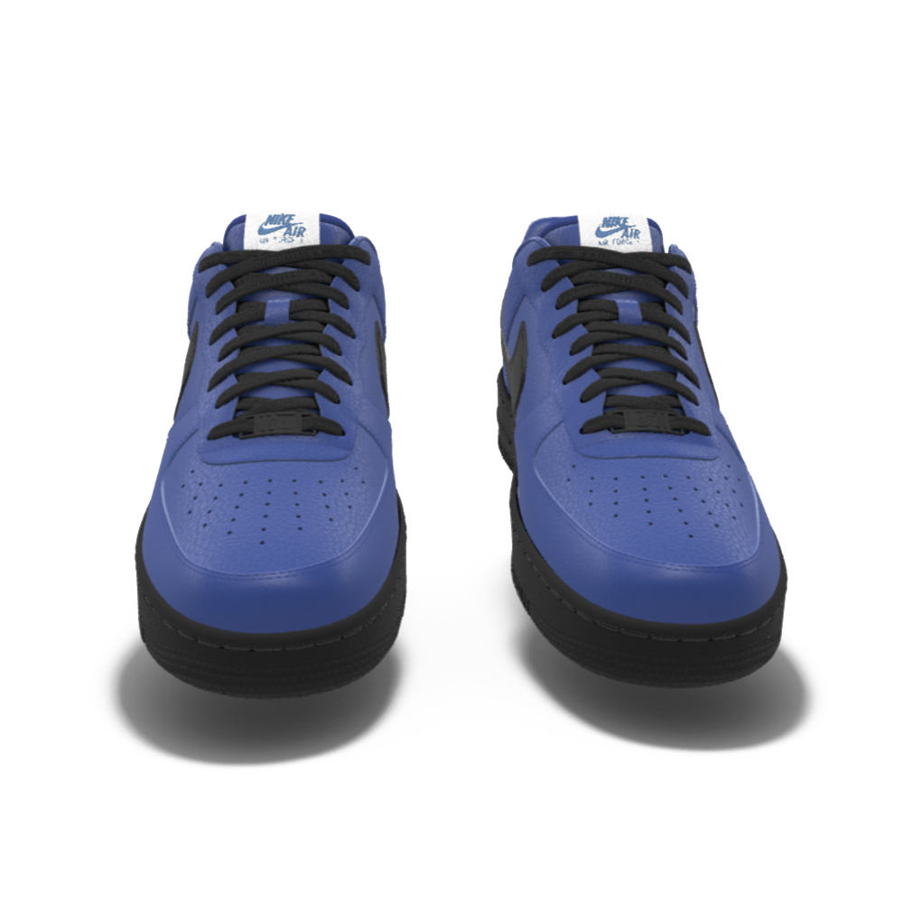 $195 NIB NEW Mens NIKE Air Force 1 Low Black & Blue Custom Leather Shoes