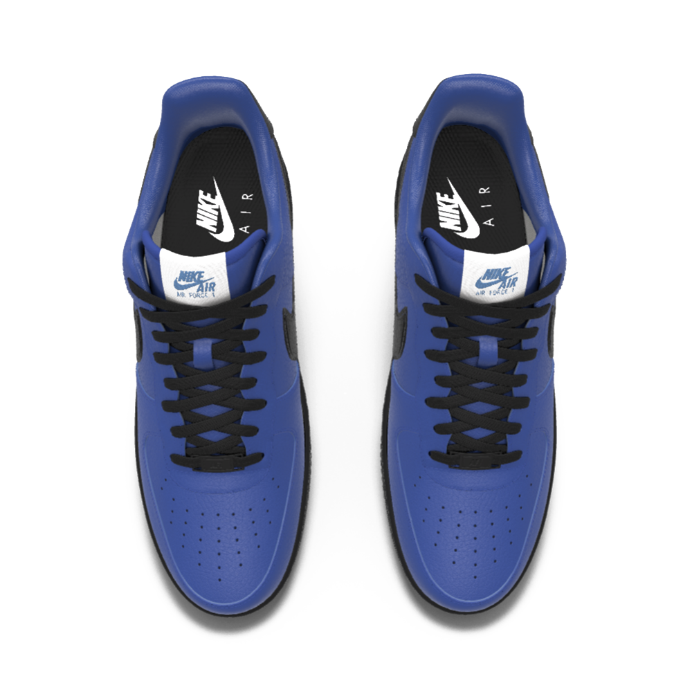 $195 NIB NEW Mens NIKE Air Force 1 Low Black & Blue Custom Leather Shoes