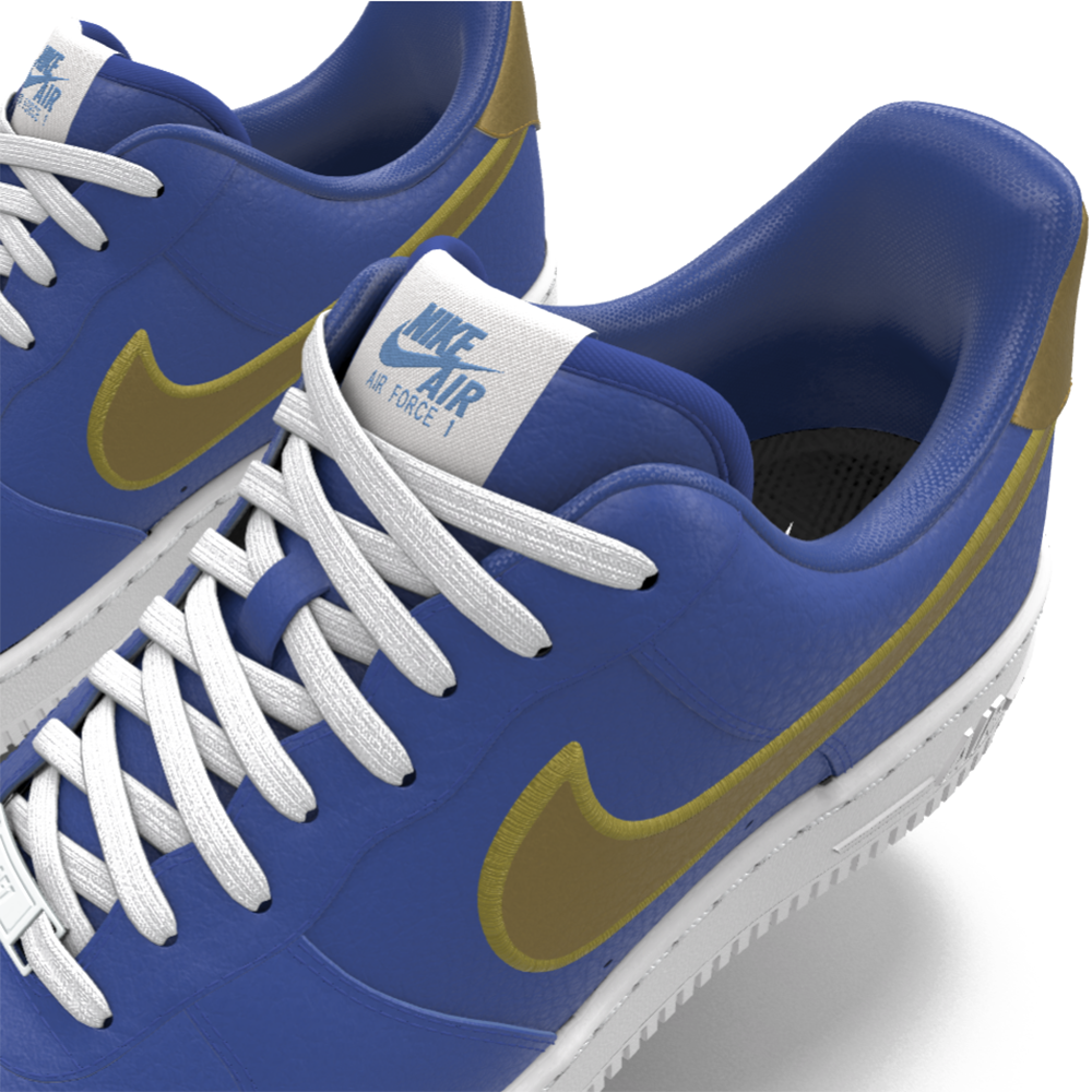 $195 NIB NEW Mens NIKE Air Force 1 Low Blue & Gold Custom Leather Shoes
