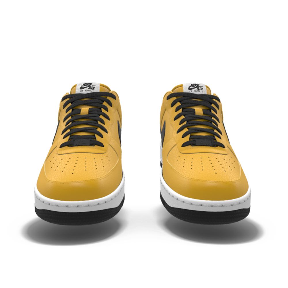 $195 NIB NEW Mens Nike Air Force 1 Low Gold & Black Leather Custom Athletic Shoes