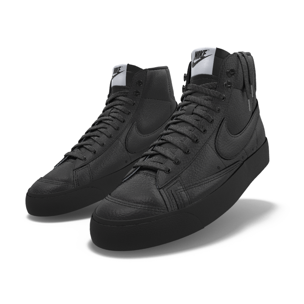 195 NIB NEW Mens NIKE Blazer Mid 77 Custom Triple Black Premium Leath BZ Sports