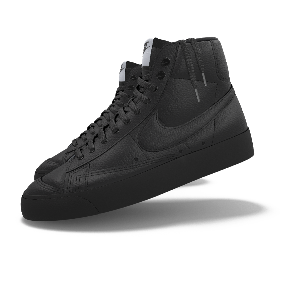 $195 NIB NEW Mens NIKE Blazer Mid 77 Custom Triple Black Premium Leather Shoes