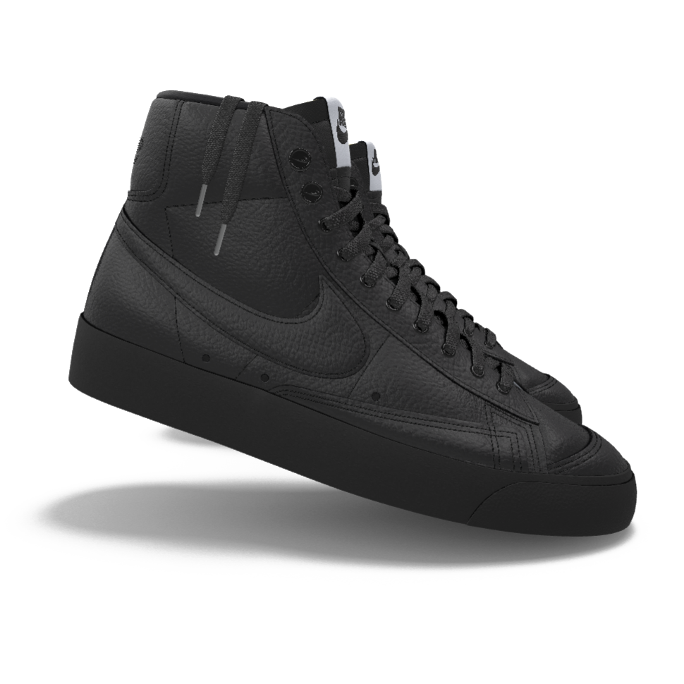 $195 NIB NEW Mens NIKE Blazer Mid 77 Custom Triple Black Premium Leather Shoes