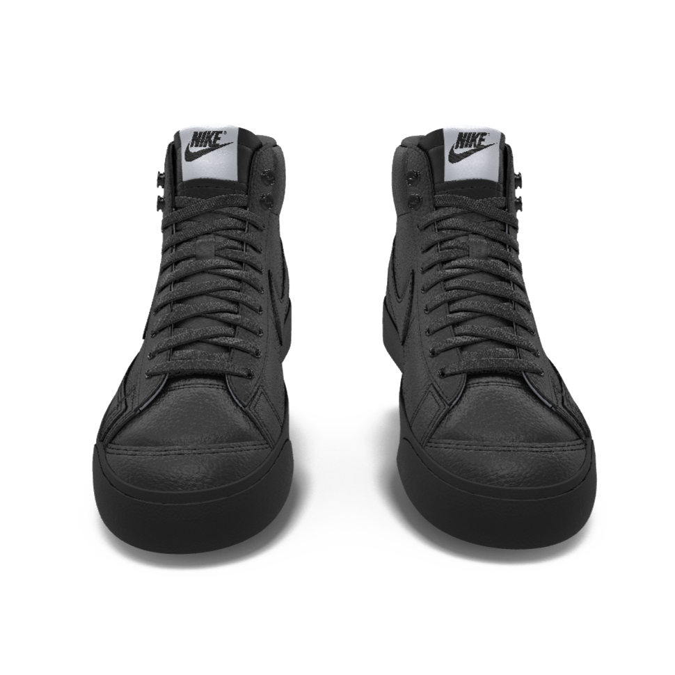 $195 NIB NEW Mens NIKE Blazer Mid 77 Custom Triple Black Premium Leather Shoes