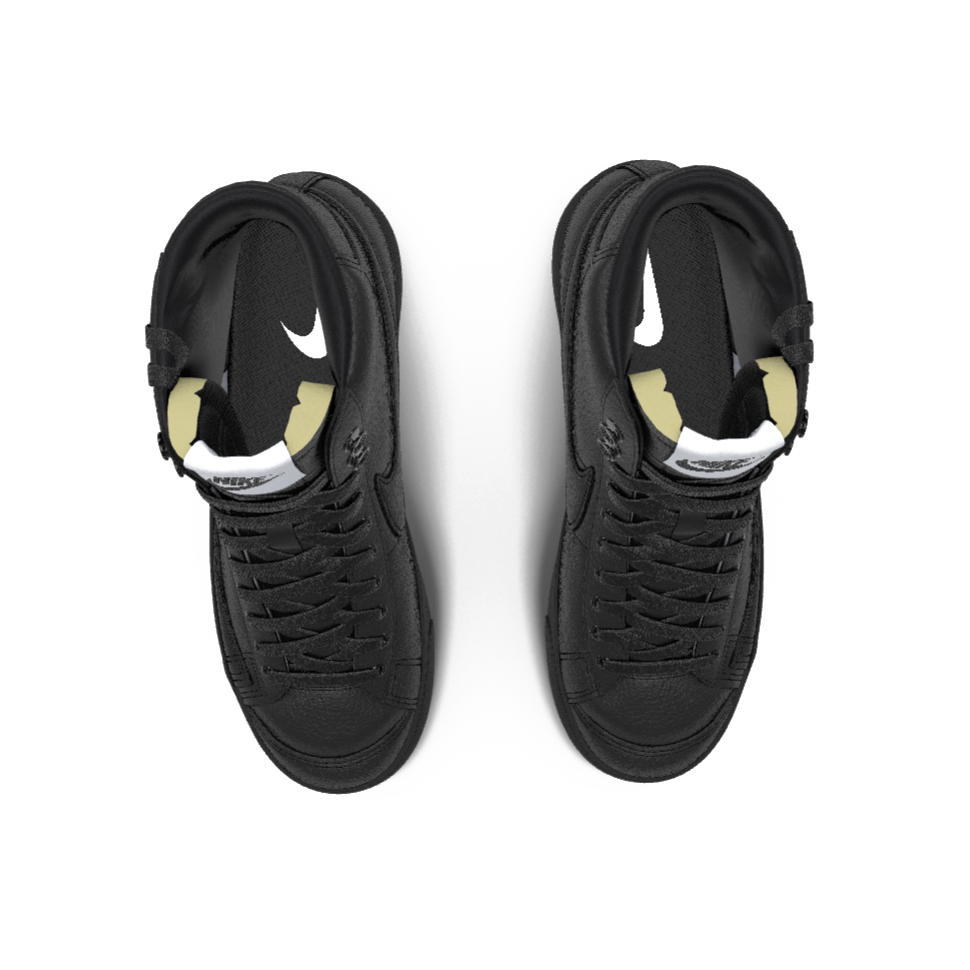$195 NIB NEW Mens NIKE Blazer Mid 77 Custom Triple Black Premium Leather Shoes