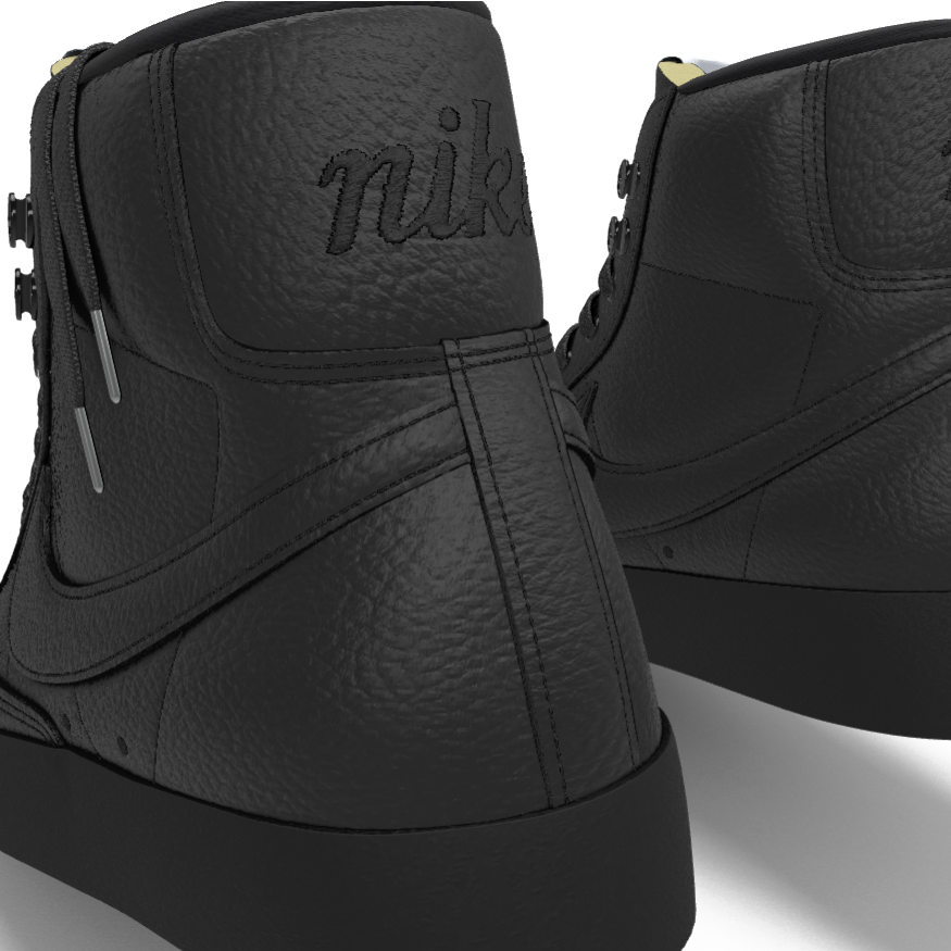 $195 NIB NEW Mens NIKE Blazer Mid 77 Custom Triple Black Premium Leather Shoes