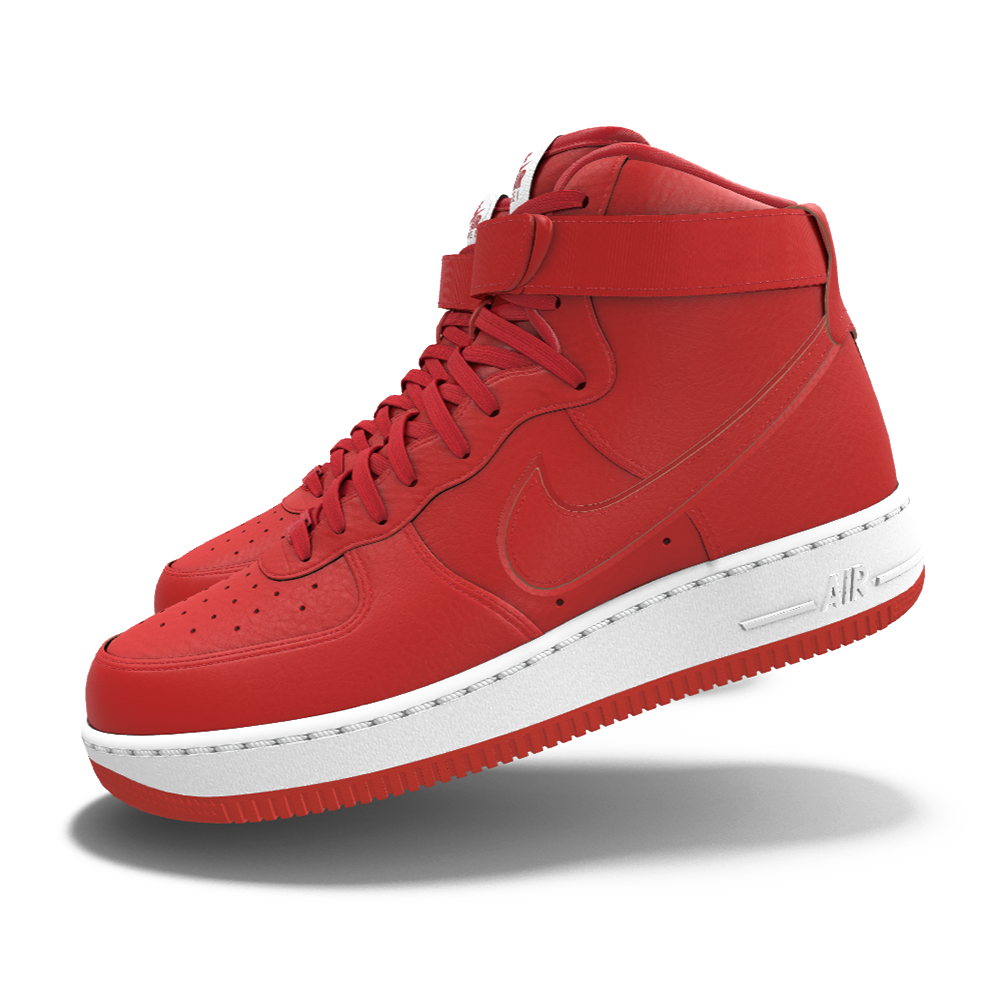 $250 NIB NEW Mens Nike Air Force 1 Red & White Custom Leather High Top BB Shoes