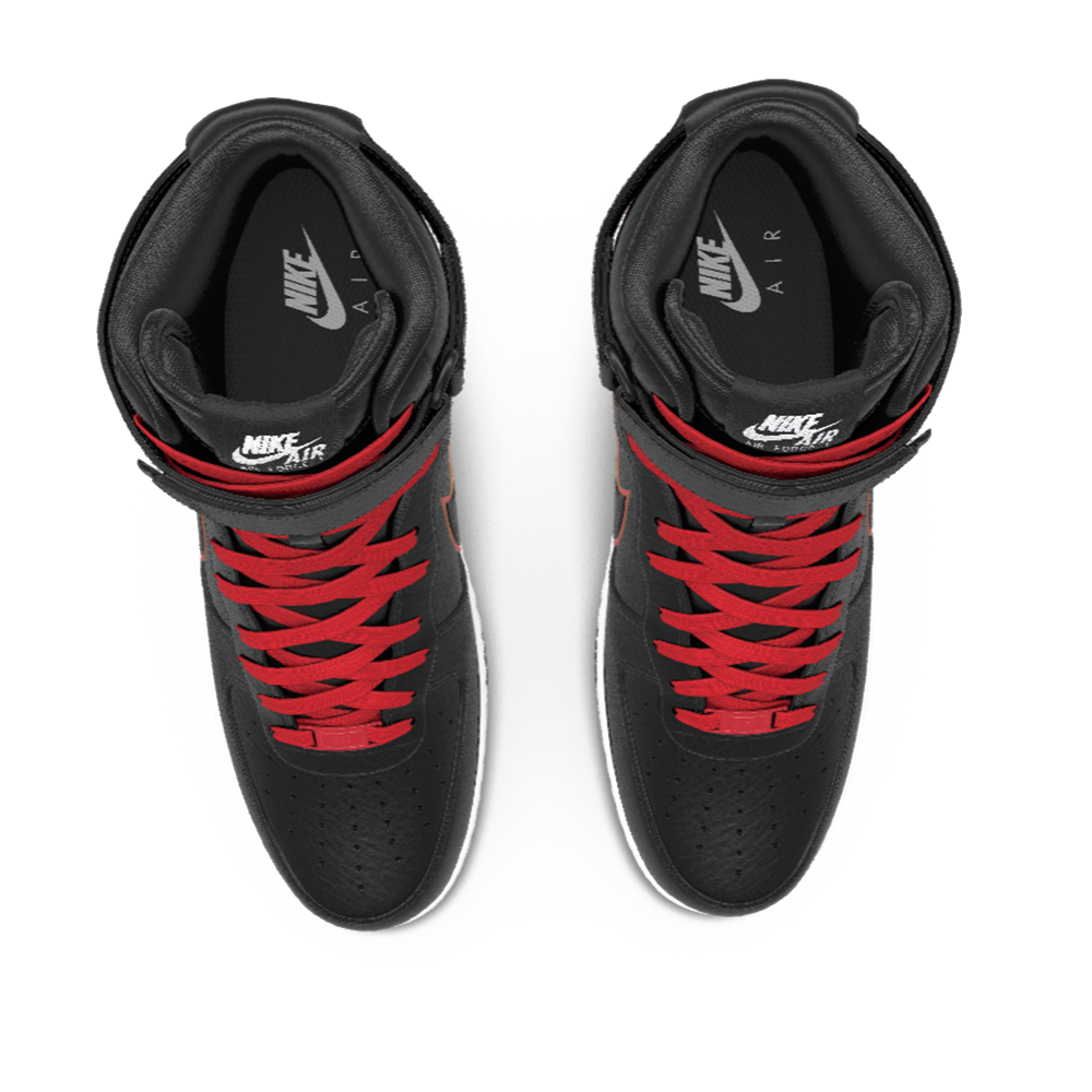 $250 NIB NEW Mens Nike Air Force 1 High Top Black & Red Custom Leather BB Shoes