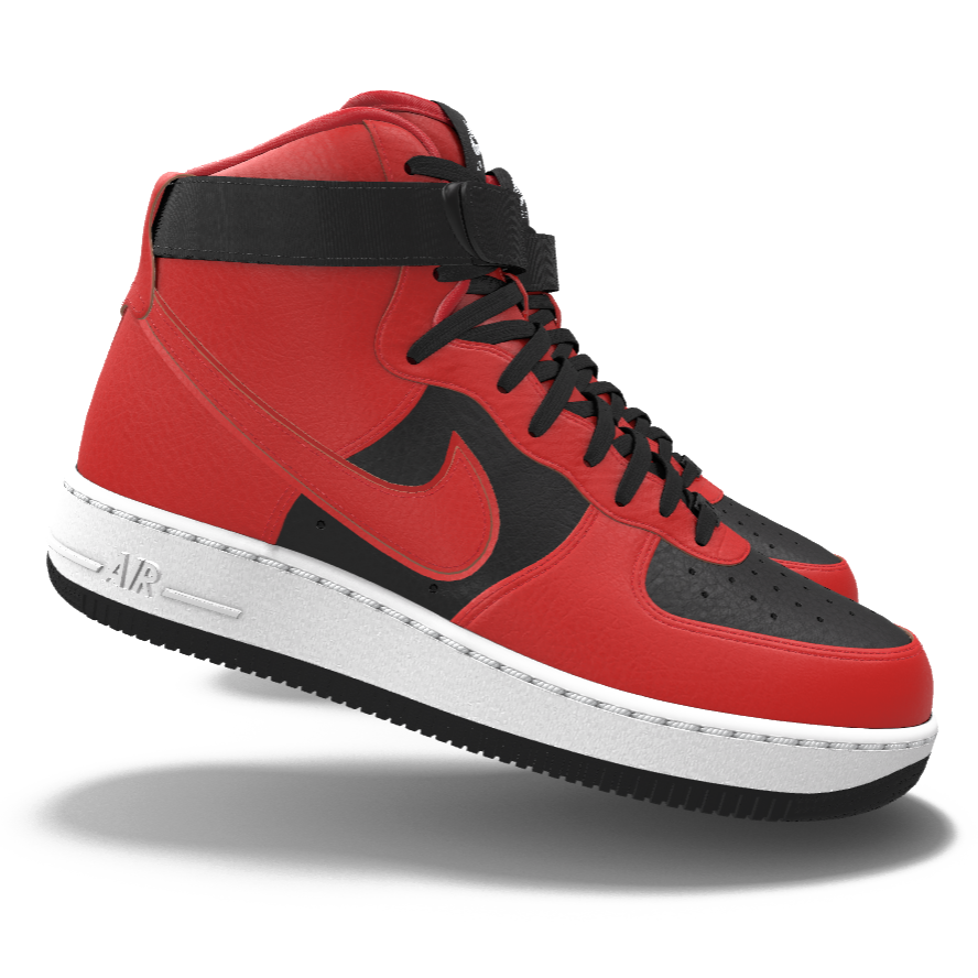 $250 NIB NEW Mens Nike Air Force 1 High Custom Red & Black Leather BB Shoes