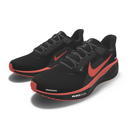 $215 NEW Mens NIKE Air Zoom Pegasus 41 Custom Wide Black & Orange Athletic Shoes
