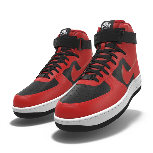 $250 NIB NEW Mens Nike Air Force 1 High Custom Red & Black Leather BB Shoes