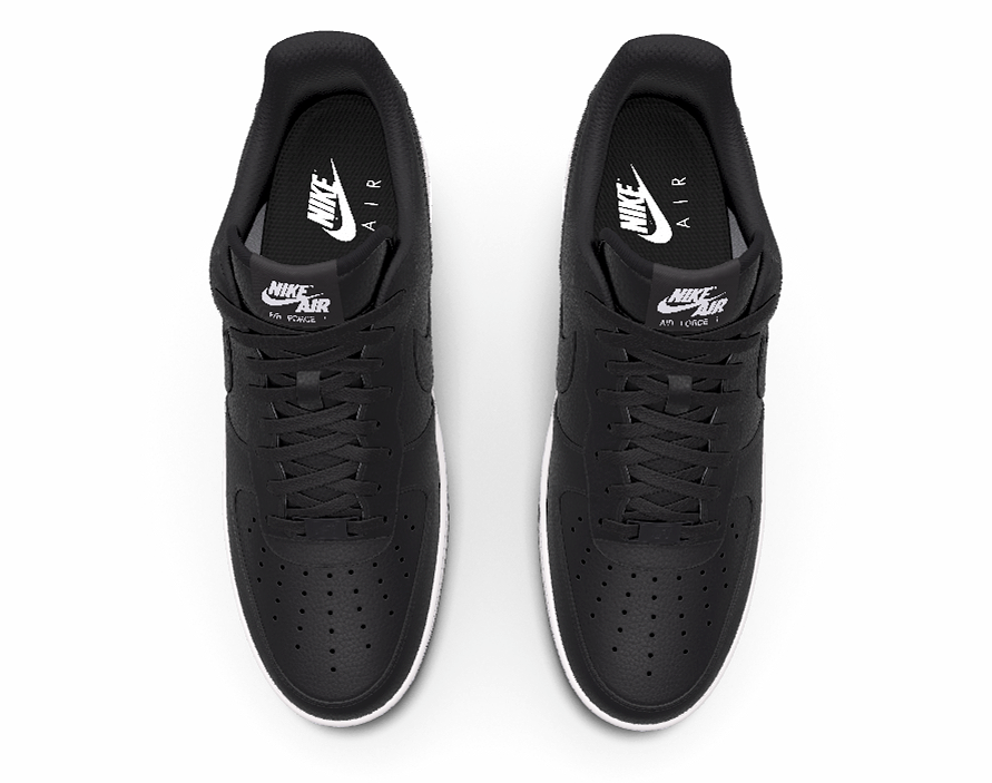 $195 NIB NEW Mens Nike Air Force 1 Black Leather Custom Low Top Athletic Shoes