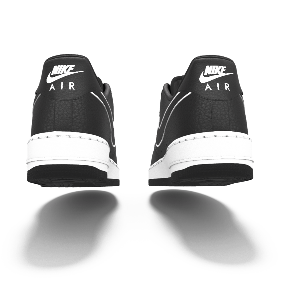 $195 NIB NEW Mens Nike Air Force 1 Black White Leather Custom Low Athletic Shoes