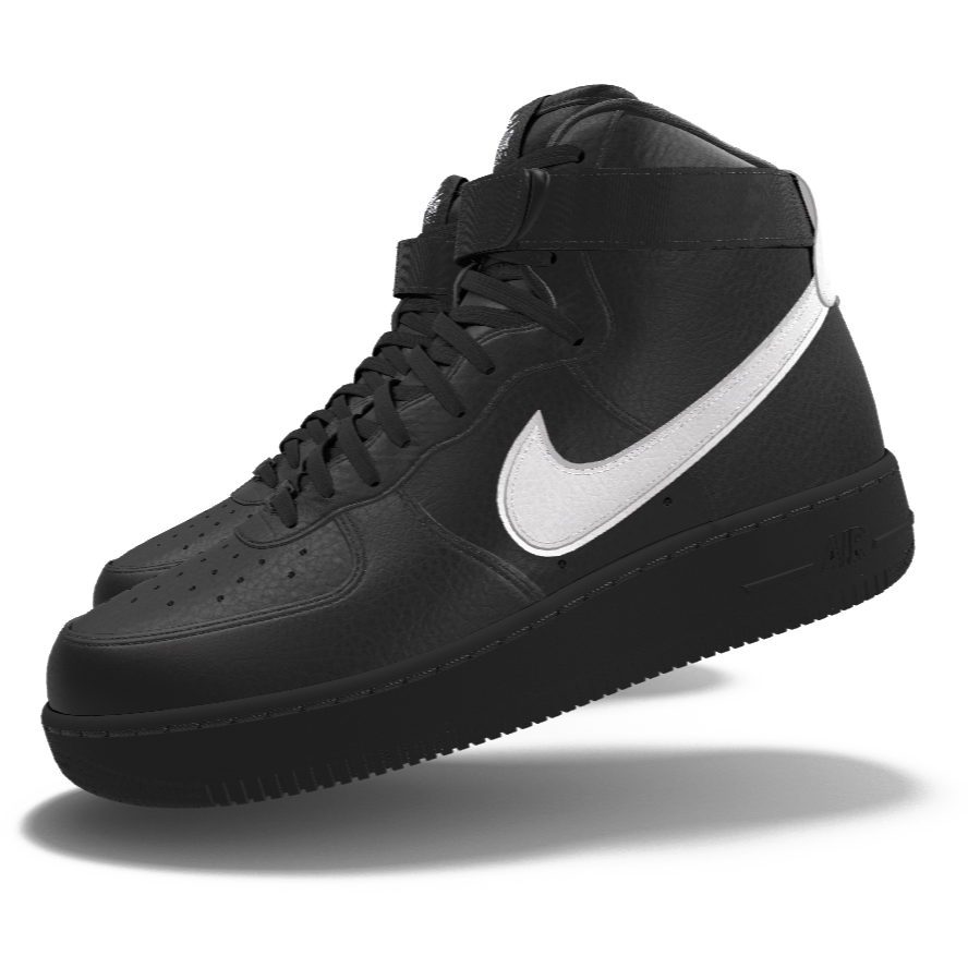 $250 NIB NEW Mens Nike Air Force 1 Custom Black Leather High Top BB Shoes