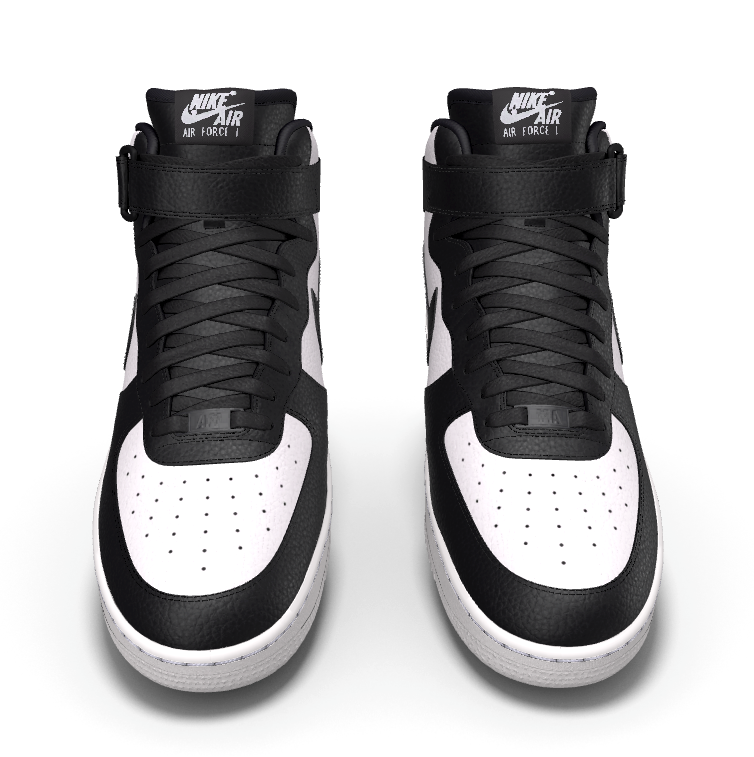 $215 NIB NEW Nike Air Force 1 Mid Custom Black & White Premium Leather BB Shoes