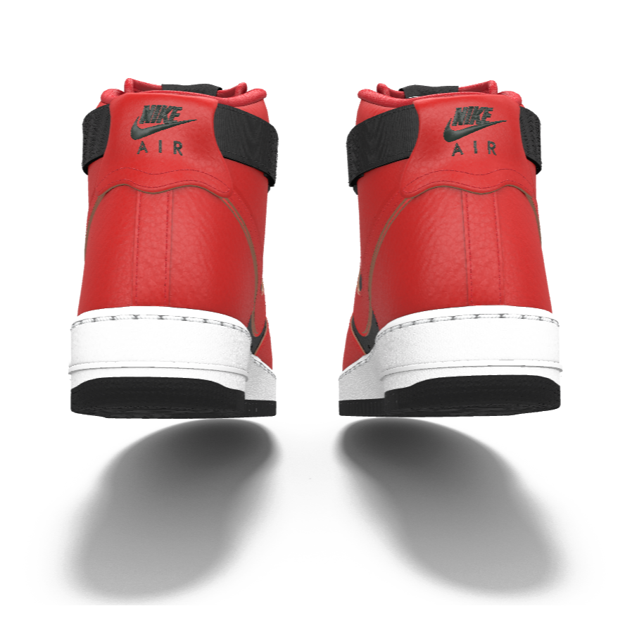 $250 NIB NEW Mens Nike Air Force 1 High Custom Red & Black Leather BB Shoes