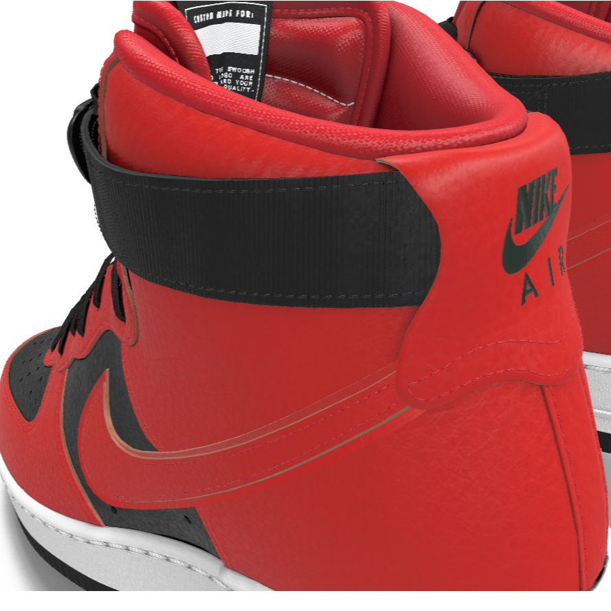 $250 NIB NEW Mens Nike Air Force 1 High Custom Red & Black Leather BB Shoes