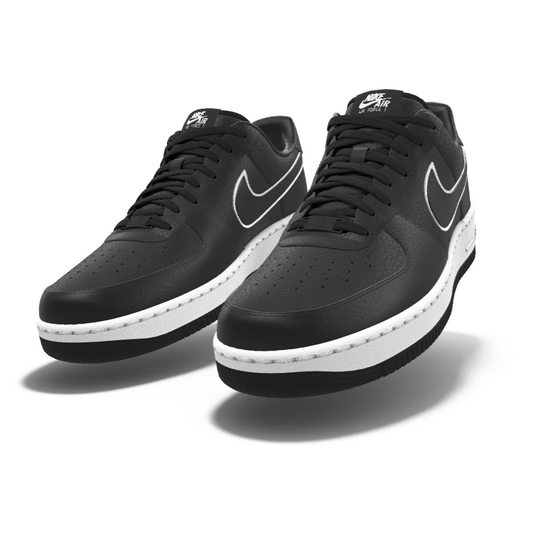 $195 NIB NEW Mens Nike Air Force 1 Black White Leather Custom Low Athletic Shoes