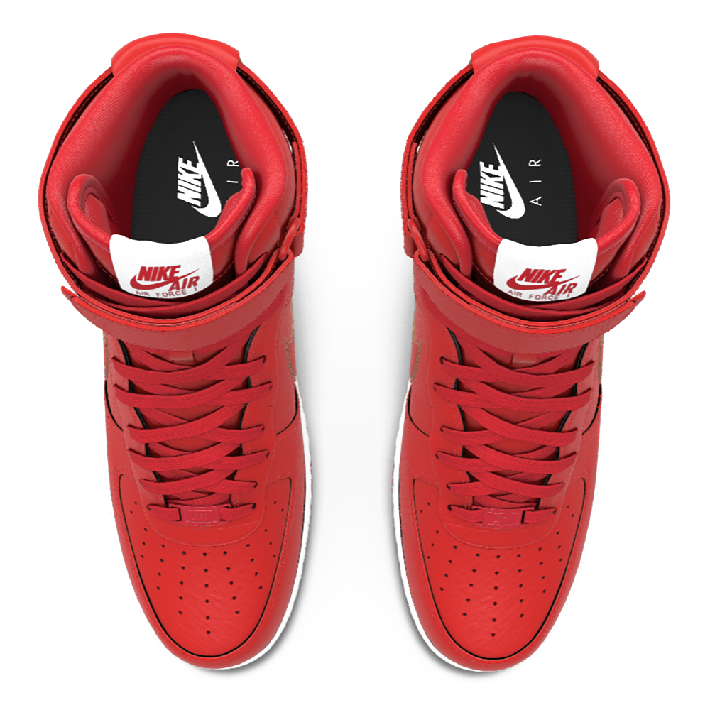 $250 NIB NEW Mens Nike Air Force 1 Red & White Custom Leather High Top BB Shoes