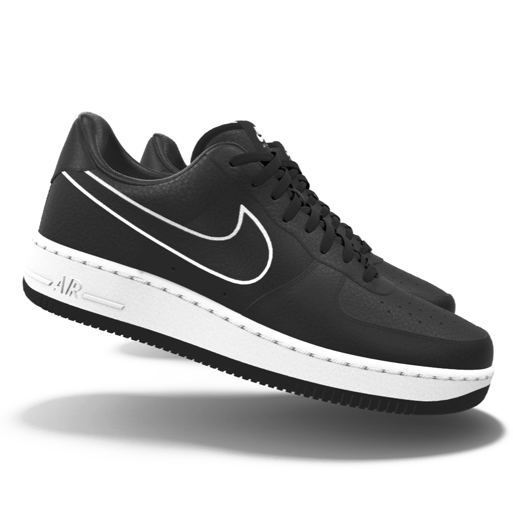 $195 NIB NEW Mens Nike Air Force 1 Black White Leather Custom Low Athletic Shoes