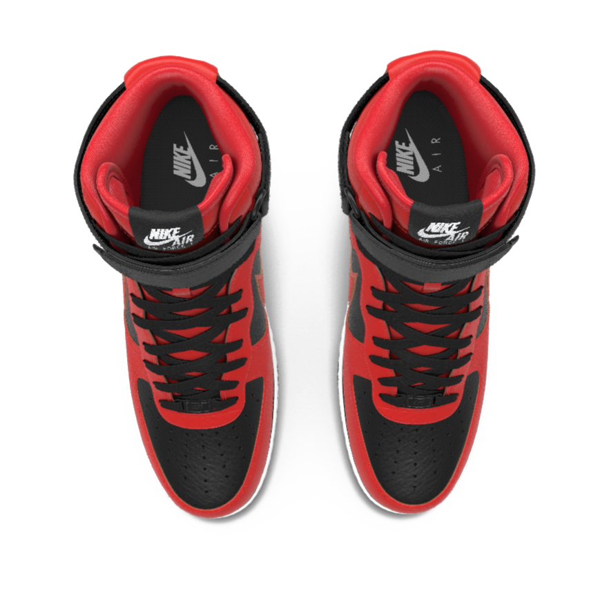 $250 NIB NEW Mens Nike Air Force 1 High Custom Red & Black Leather BB Shoes