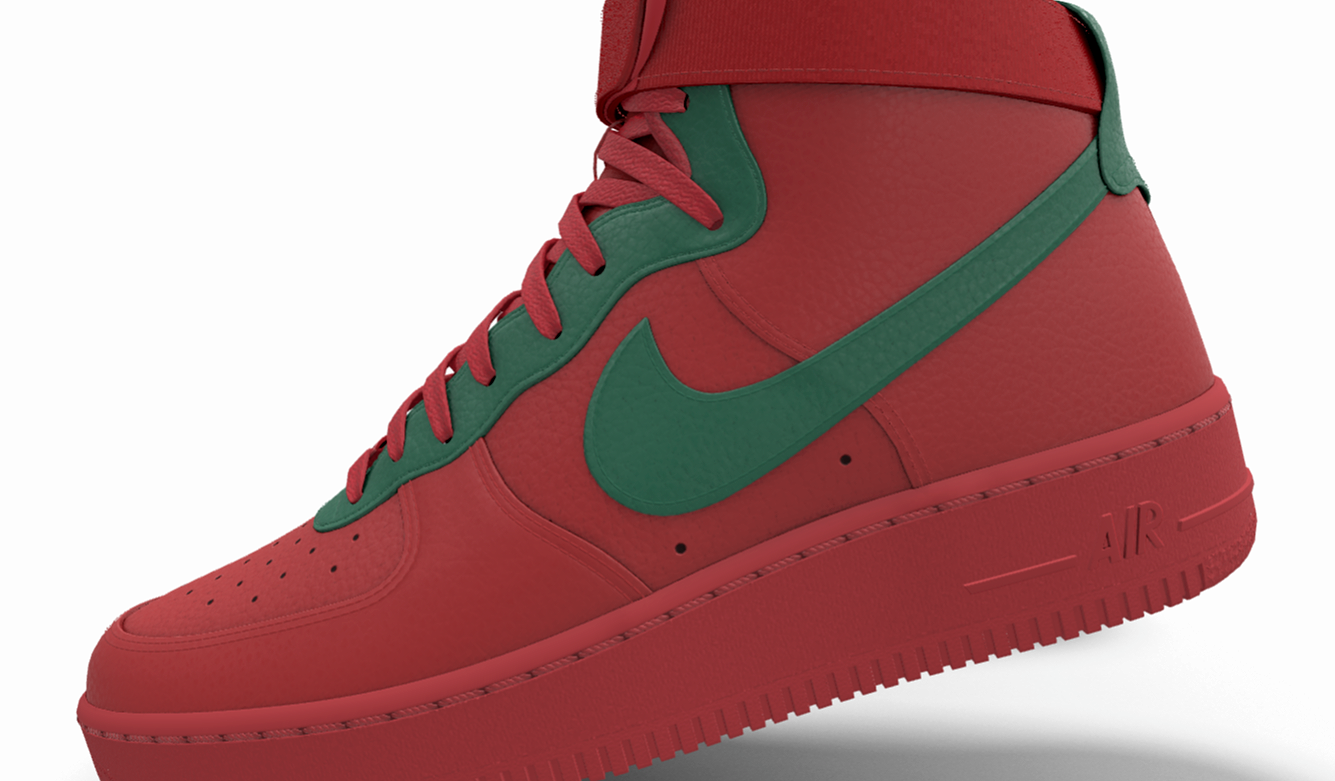 $250 NIB NEW Mens Nike Air Force 1 Custom Premium Red Leather High Top BB Shoes